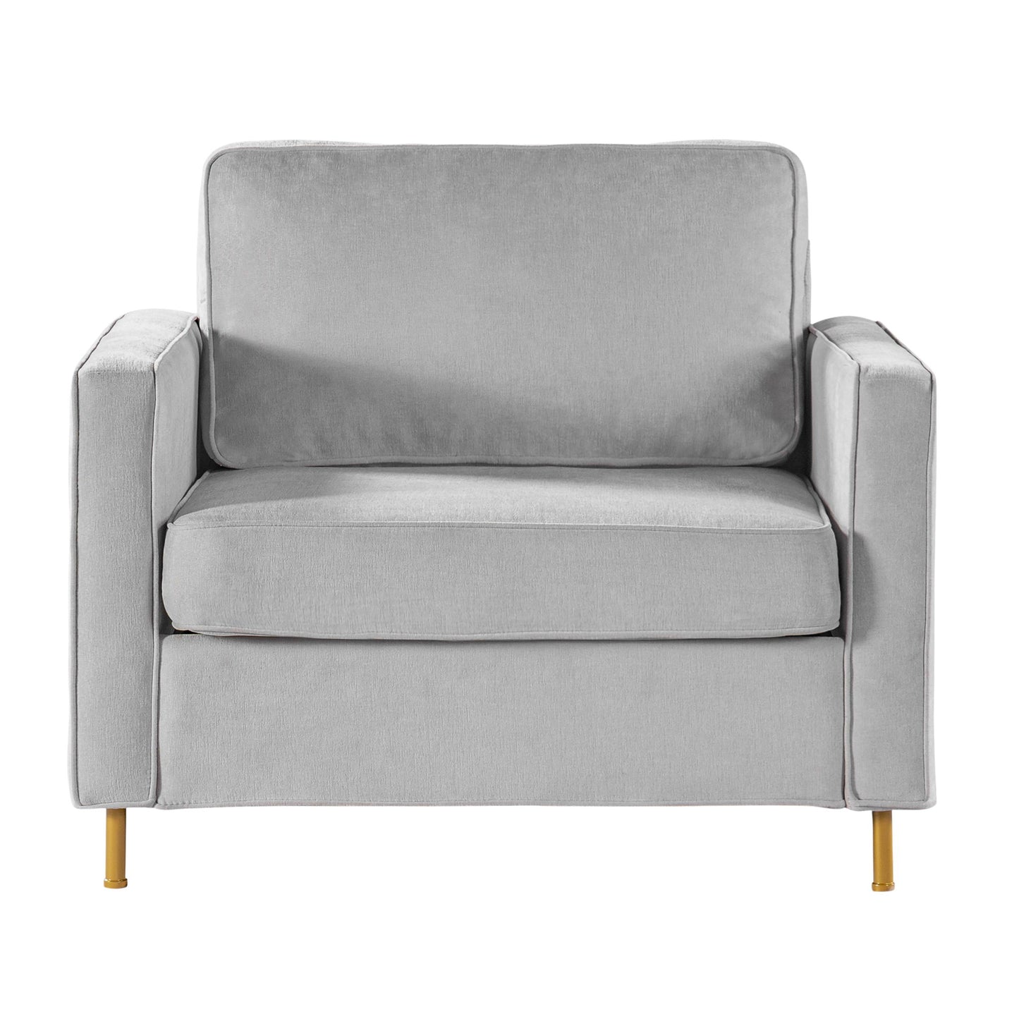 Accent Chair Upholstered Single Sofa With Square Arms, Sewn Pillow Back For Living Room