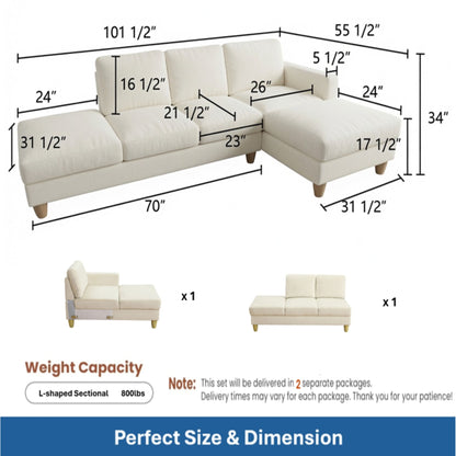 L - Shaped Sectional Sofa With Chaise & Ottoman
