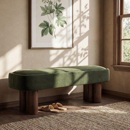 Indoor Upholstered Dining Bench - Green