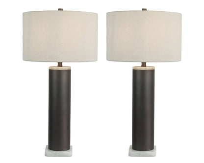 Slate Stone Metal & Jade Table Lamp (Set of 2) - Gray Slate