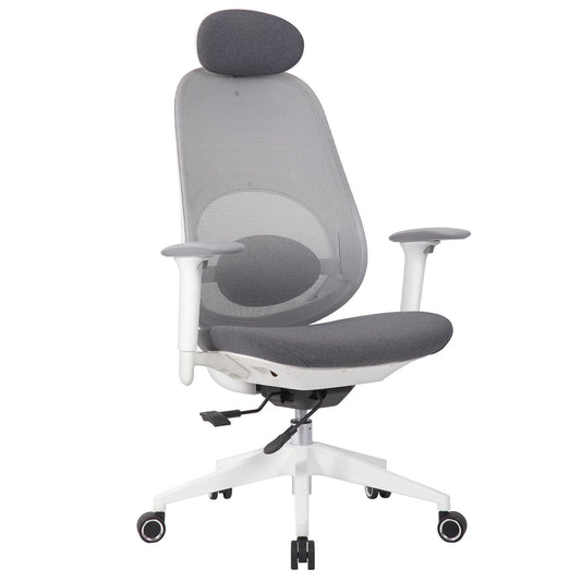 High Back Swivel Desk Chair With Height Adjustable Backrest, 3 Tilt Lock & Rotatable Headrest - Milk White