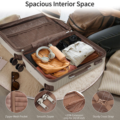 4 Piece Luggage Suitcase Set, Hard Shell Lightweight Expandable Travel Luggage With 4 Packing Cubes