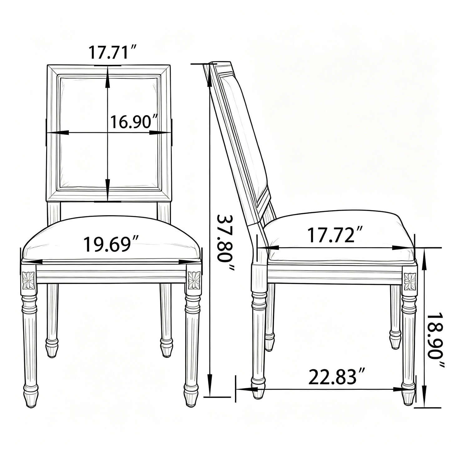Dining Chairs With Upholstered Square Back (Set of 2)