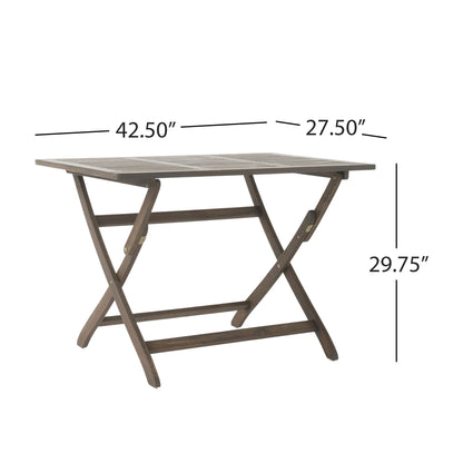 Blissique - Outdoor Foldable Wood Dining Table With Slat Design