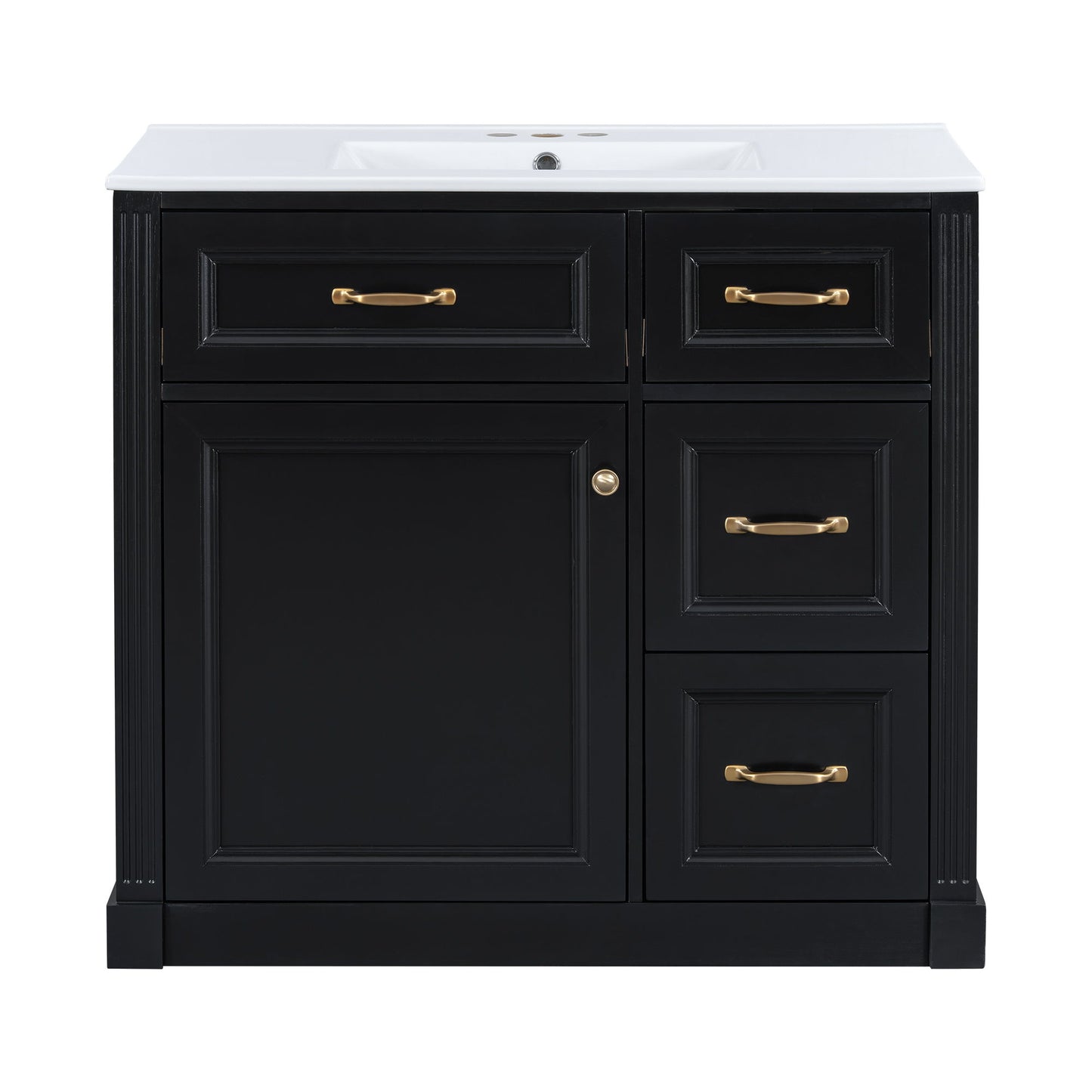 Modern Bathroom Vanity With Sink, 4 Drawers, Soft-Close Door, Adjustable Shelf