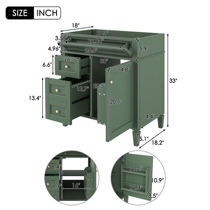 Bathroom Vanity With 2 Drawers And Tip-Out Drawer, Storage Cabinet