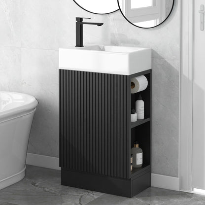 Modern Bathroom Vanity With Sink And 2 Tier Shelf