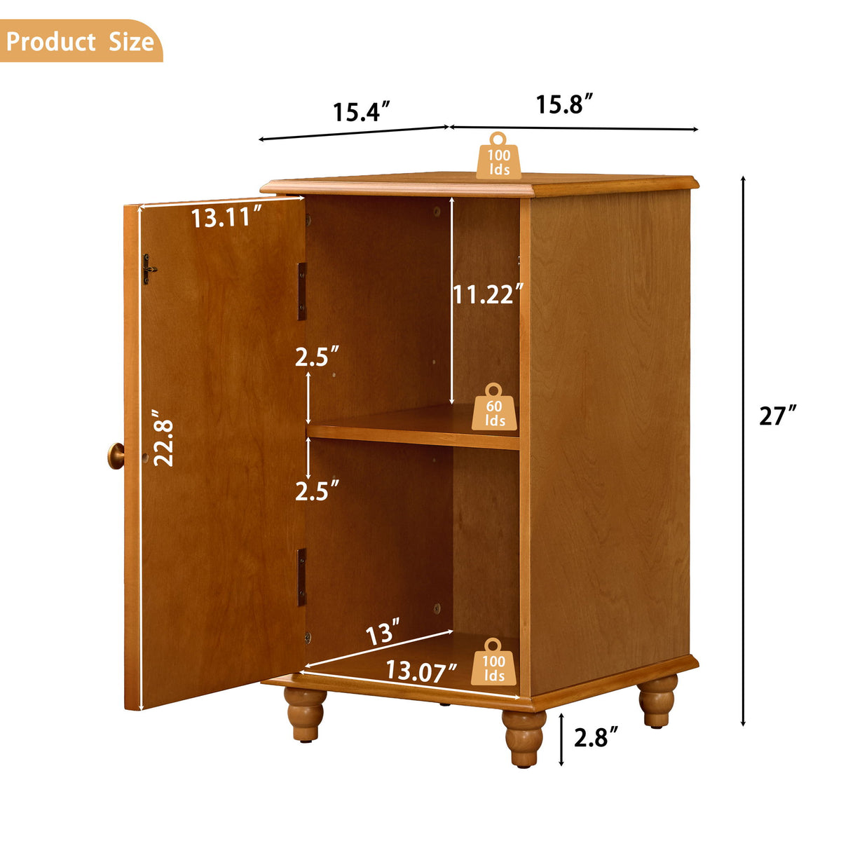 Floor Cabinet With Adjustable Shelf, Storage For Entryway