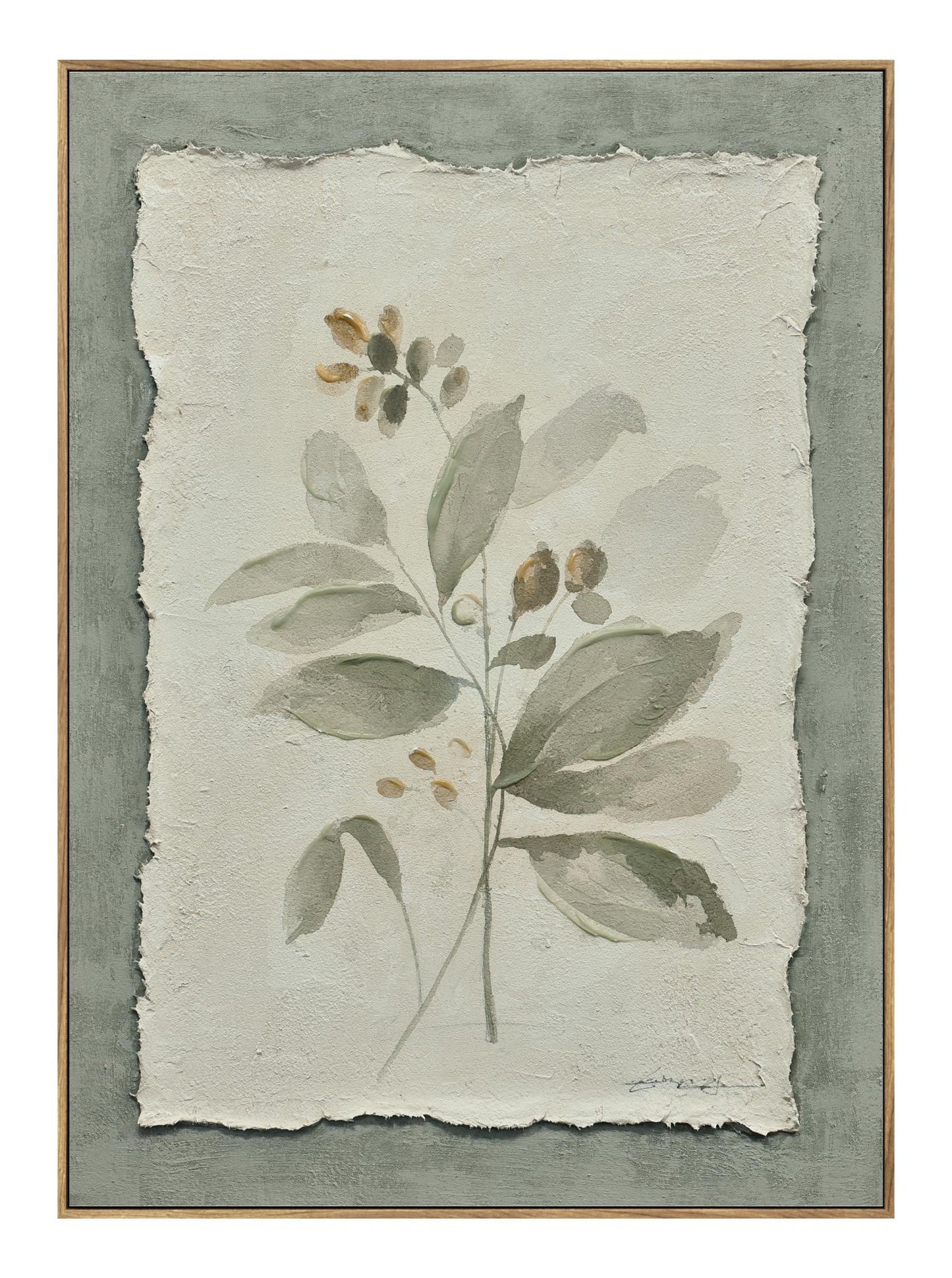 Muted Herb Study - 20" x 28" Framed Wall Art - Green