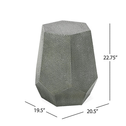 Modern Hammered Iron Geometric End Table