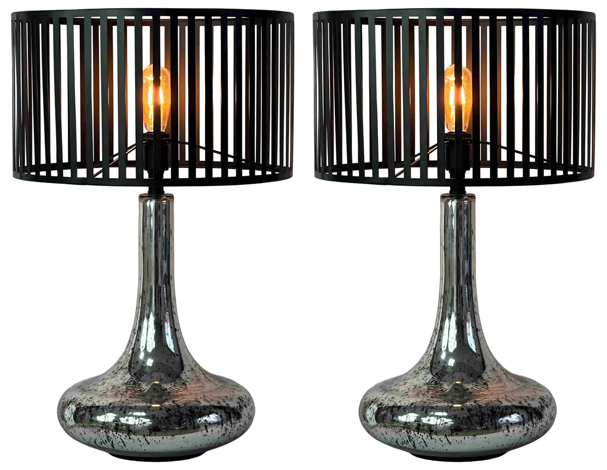 Silver Nocturne - 30 X 18 - Glass Table Lamp (Set of 2) - Antiqued Silver Mercury Glass