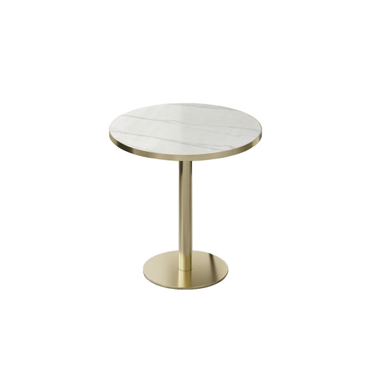 Round Bistro Table - Gold / White