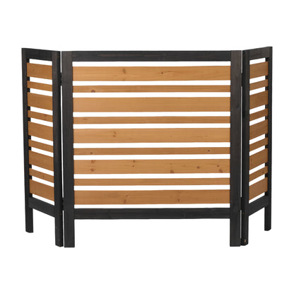 3 Panel Outdoor Air Conditioner Fence Screen - Black / Gold