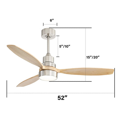 52" Integrated LED Ceiling Fan With Remote Control And Blades For Living Room