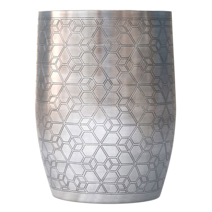 Johnsen - Geometric Pattern Accent Table - Antique Silver
