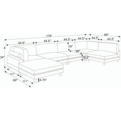 Modern Modular Sectional With Adjustable Back Support
