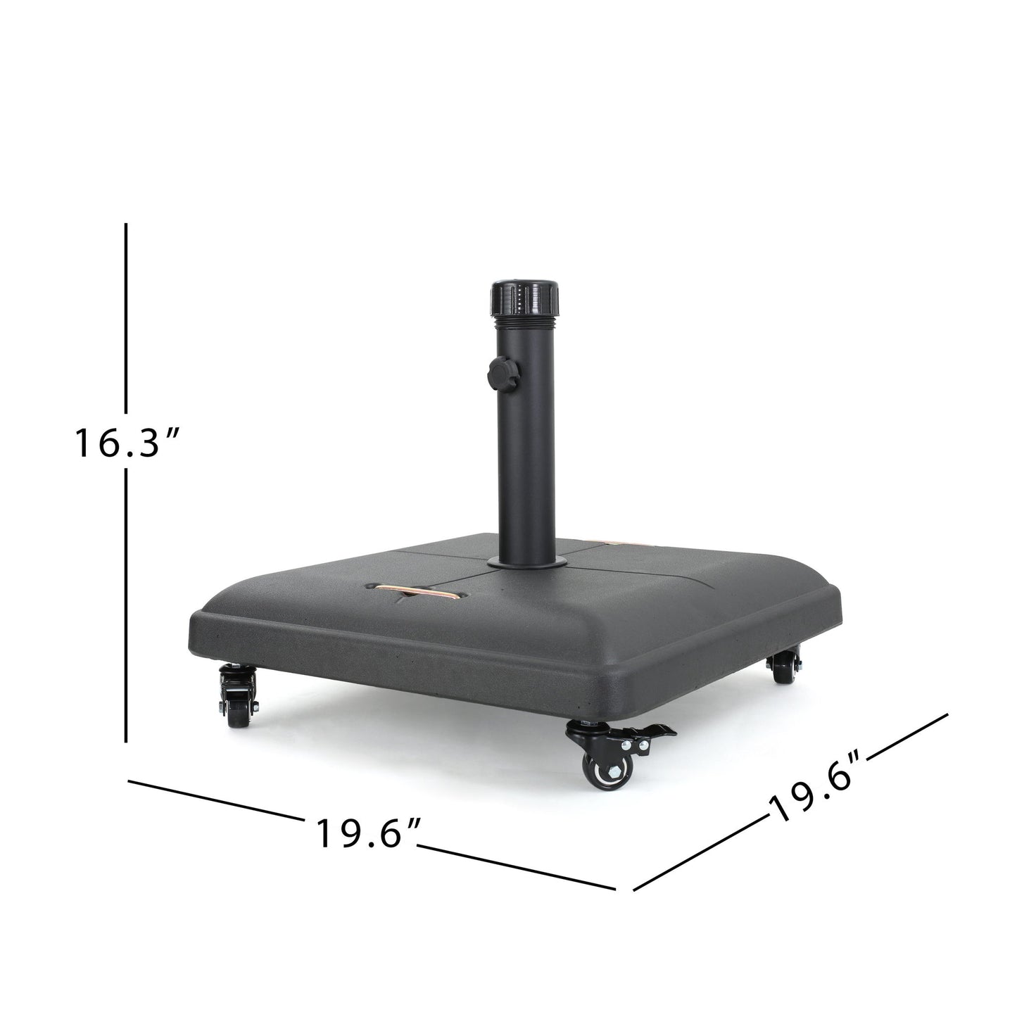 Wheelie - Stylish Square Umbrella Base With Stainless Steel Pole Handle