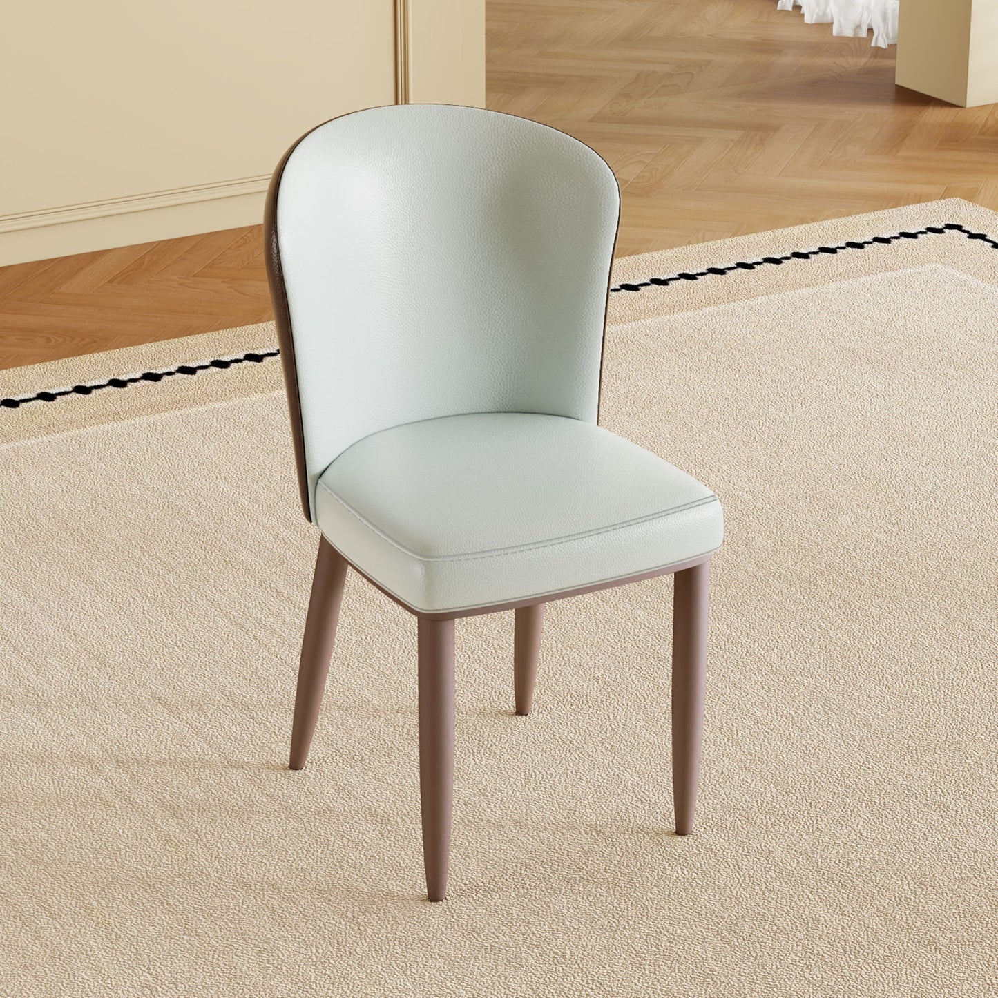 Dining Chair With Carbon Steel Legs, Comfortable Seating, (Set of 2) - White