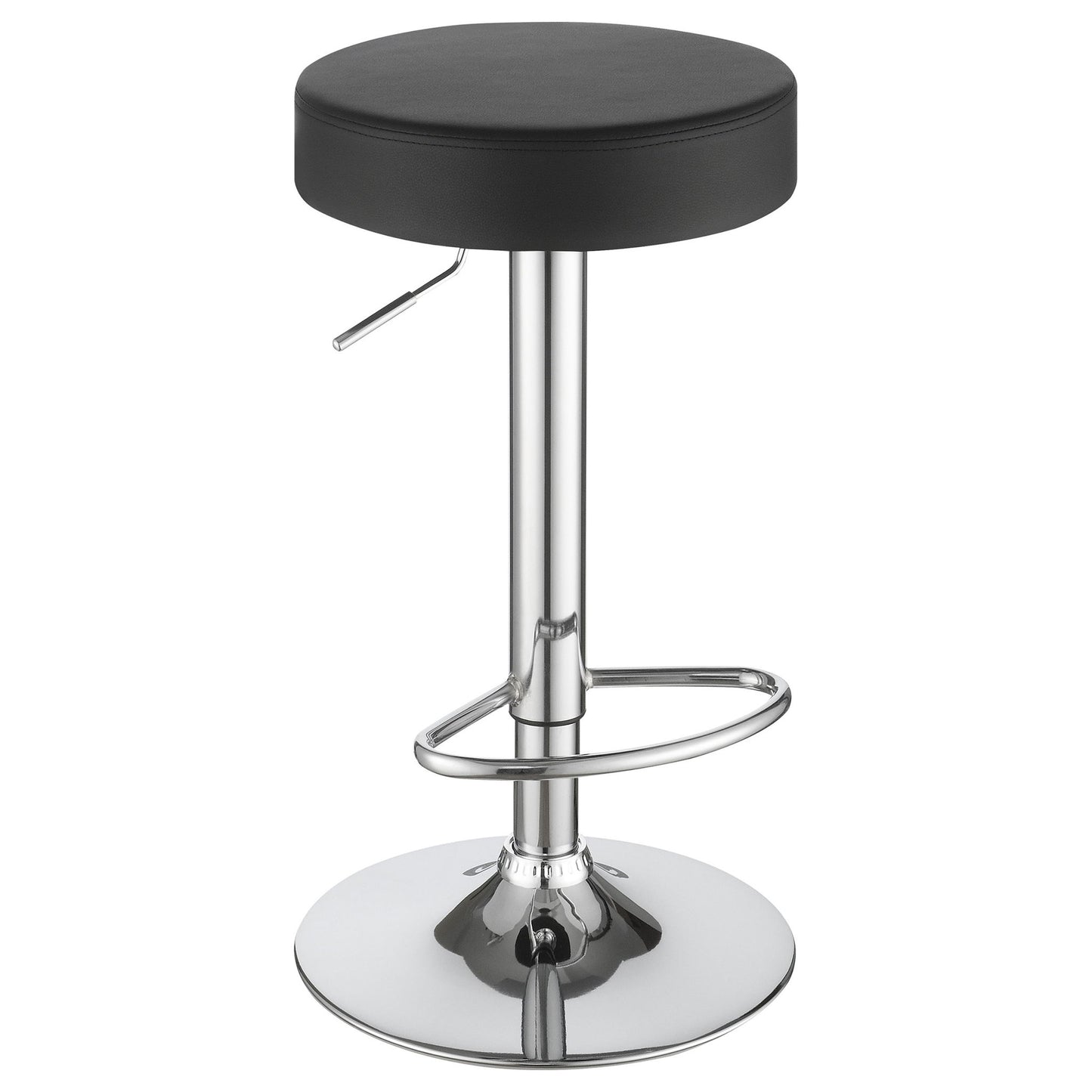 Adjustable Hydraulic Bar Stool With Base And Padded Seat - Black / Silver