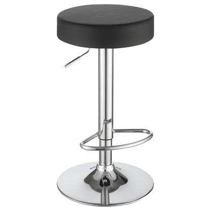 Adjustable Hydraulic Bar Stool With Base And Padded Seat - Black / Silver