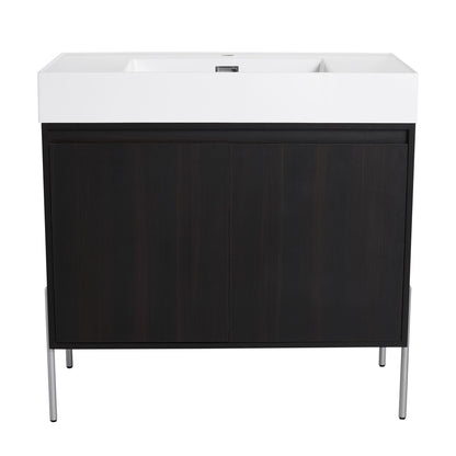 Freestanding Bathroom Vanity With Resin Sink And Storage Cabinet