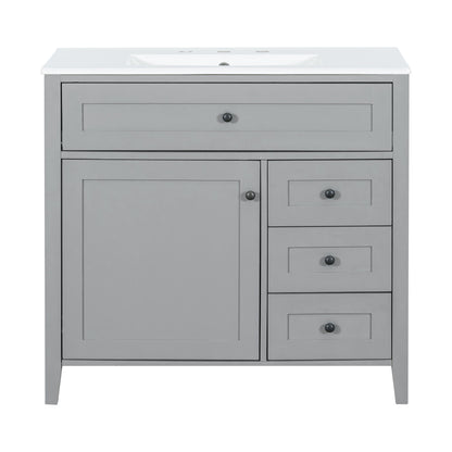 Bathroom Vanity With Sink, Cabinet With 3 Drawers And Adjustable Shelf