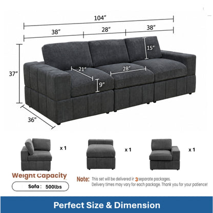 Oversized Modular Sectional Sofa 3 Piece Set, Flexible Layout For Living Room