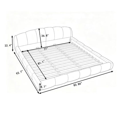 Upholstered Platform Bed Frame, Low Profile Floor Bed, No Box Spring Required