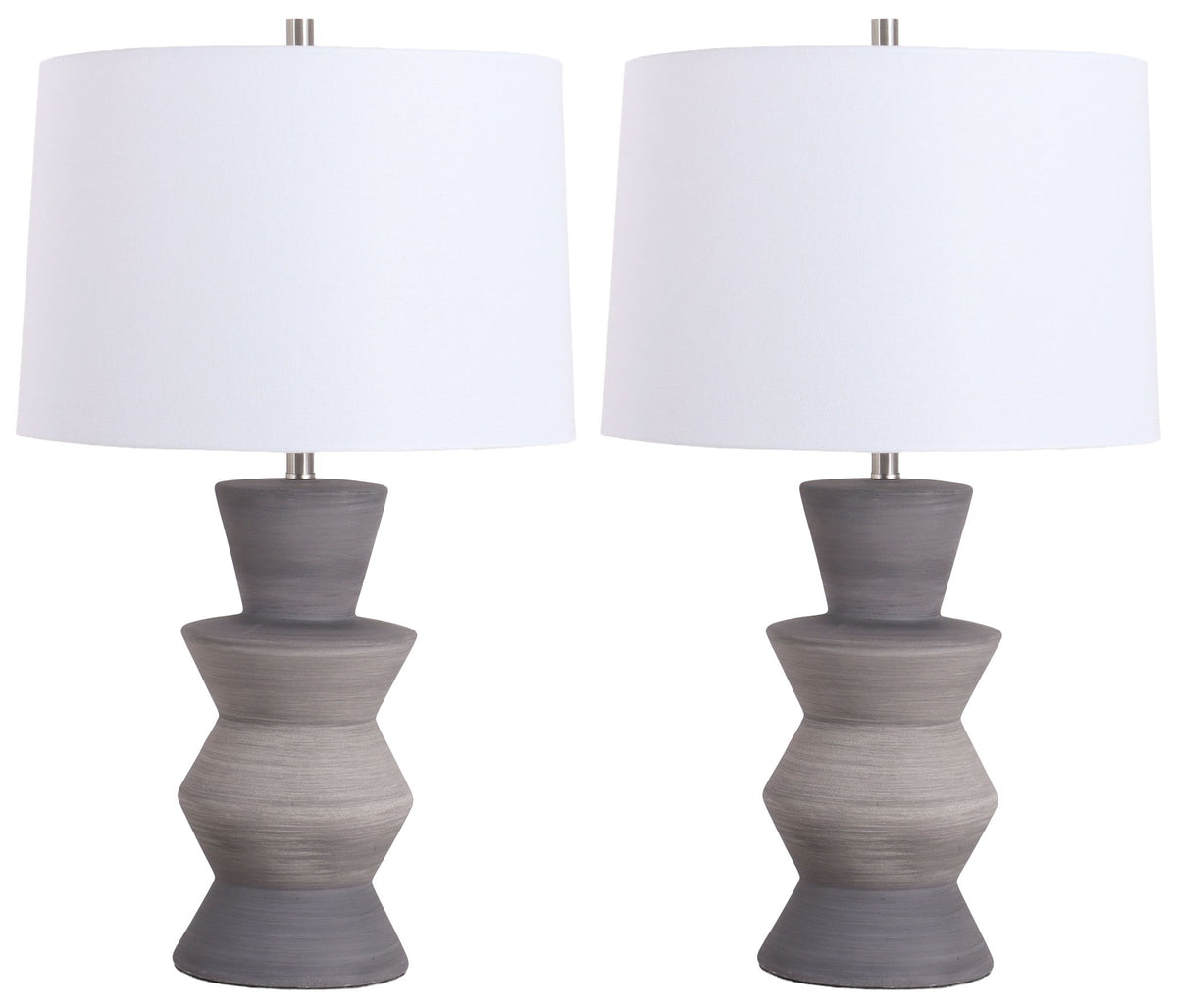 Quiet Cadence - 26 X 15 - Ceramic Table Lamp (Set of 2) - Stone Grey