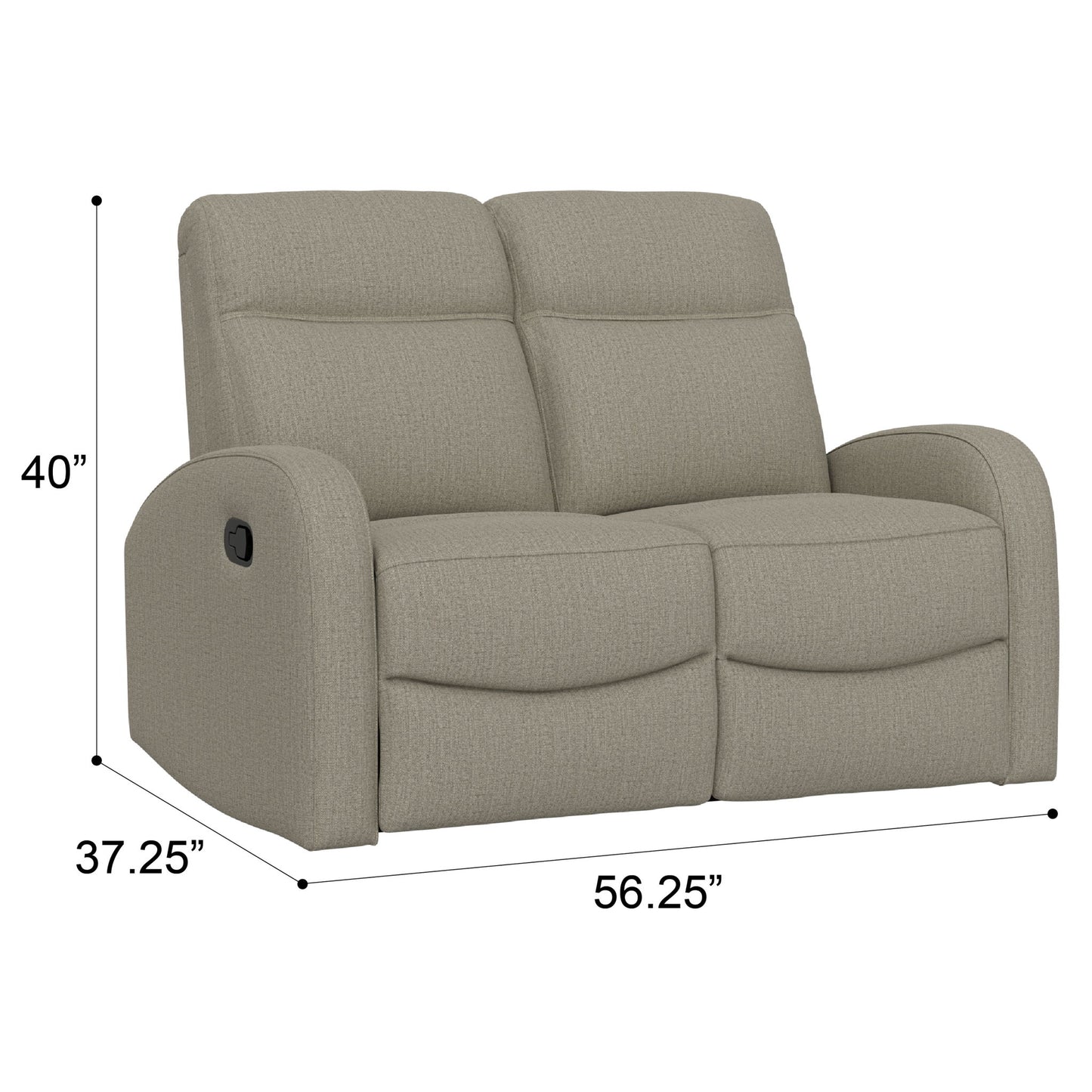Manual Reclining Loveseat With Dual Seating Support For Living Room