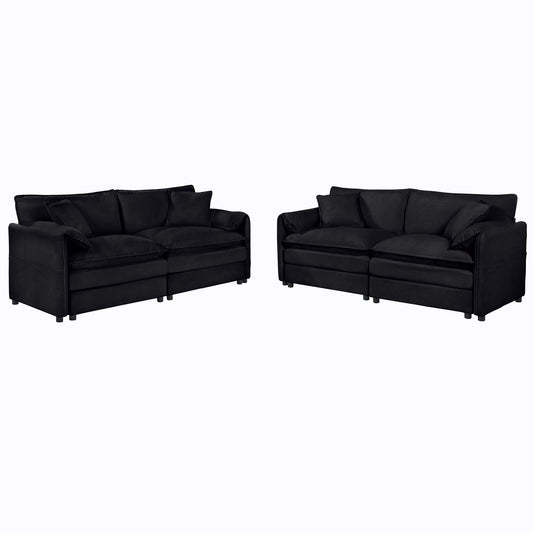 Modern Oversized Deep Seat Luxury 2 Piece Sofa Set With 4 Pillows