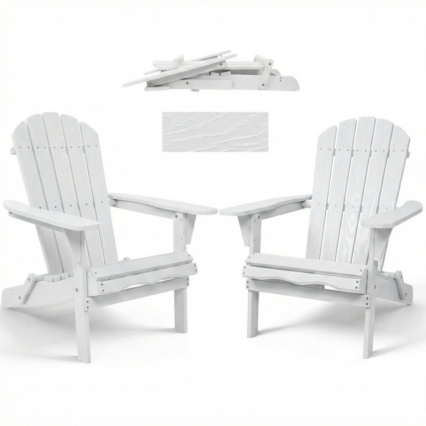 Folding Adirondack Lounge Chair With Embossed Grain Texture