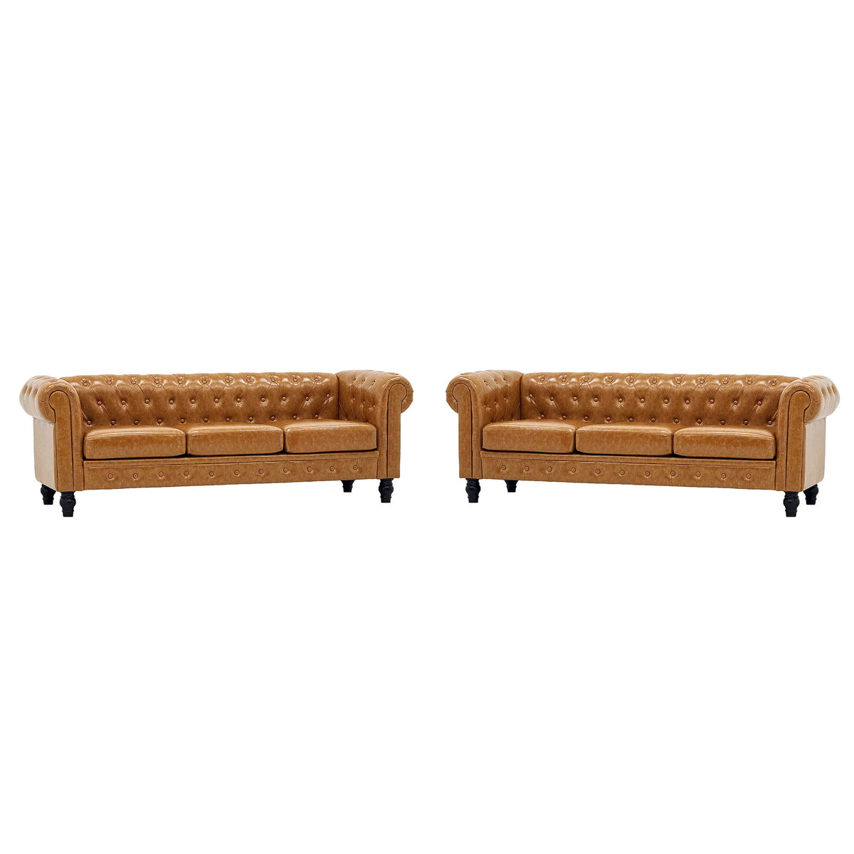 2 Piece Sofa Set With Rolled Armrests