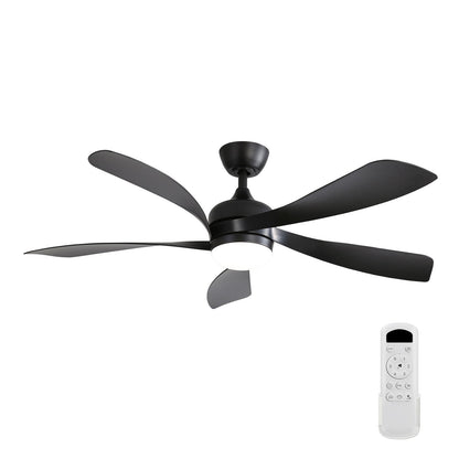 52" Ceiling Fan With 3 Color Dimmable LED Light, 5 Blades, Remote Control, Reversible DC Motor