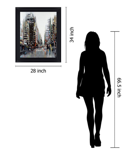 Rainy Avenue - 28" x 34" Framed Wall Art - Dark Gray