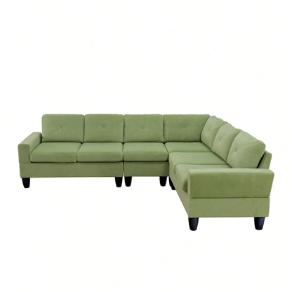 Modular L - Shaped Sectional Sofa, 6 Seater, 4 Piece Couch With Chaise - Green