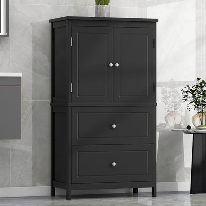 Bathroom Storage Cabinet With 2 Doors And Drawers, Adjustable Shelf