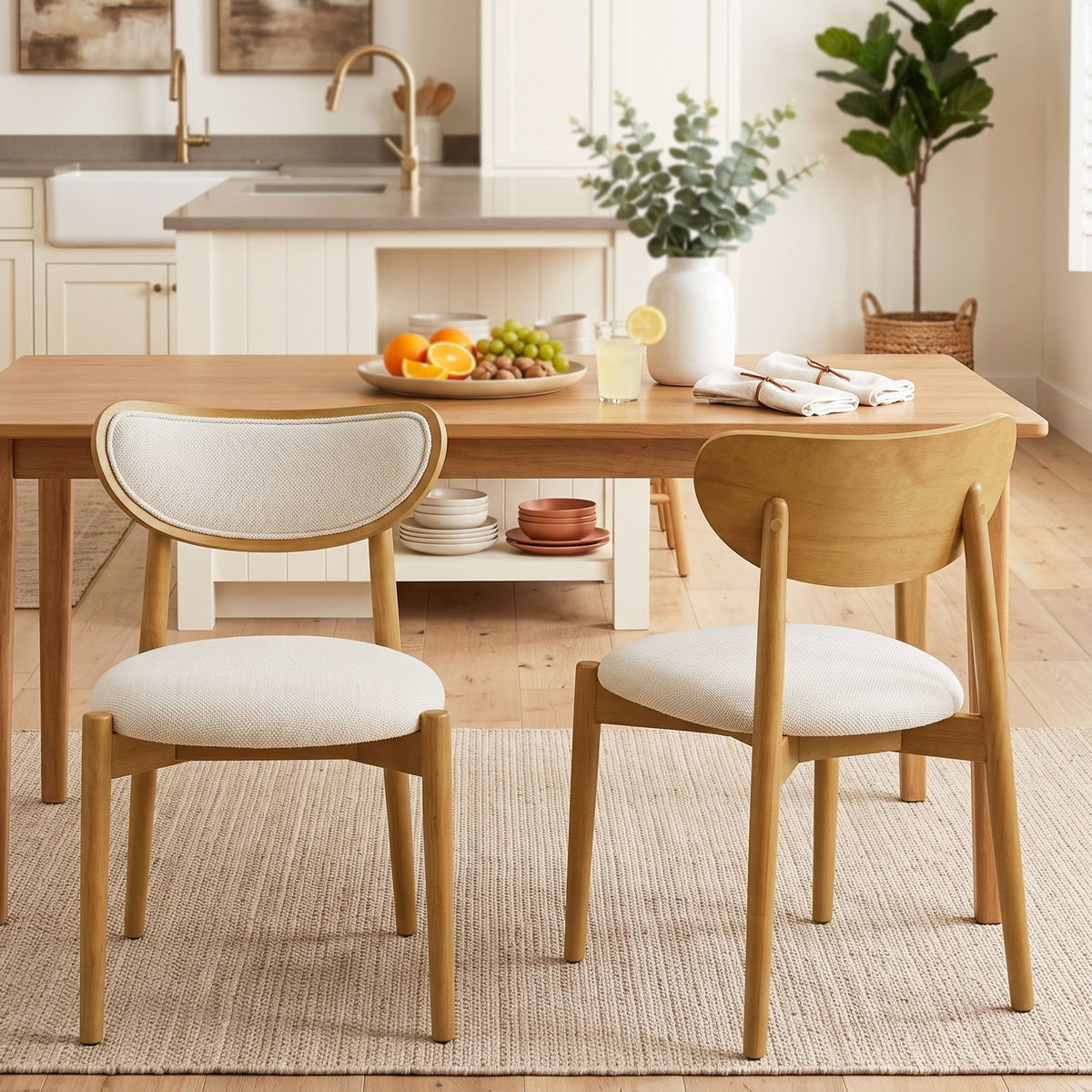 Upholstered Dining Chairs With Dual Post Back Support For Dining Room (Set of 2)