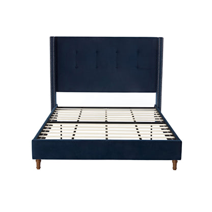 Peyton - Upholstered Bed With 54" High Headboard, Traditional Hand Buttoned Tufting
