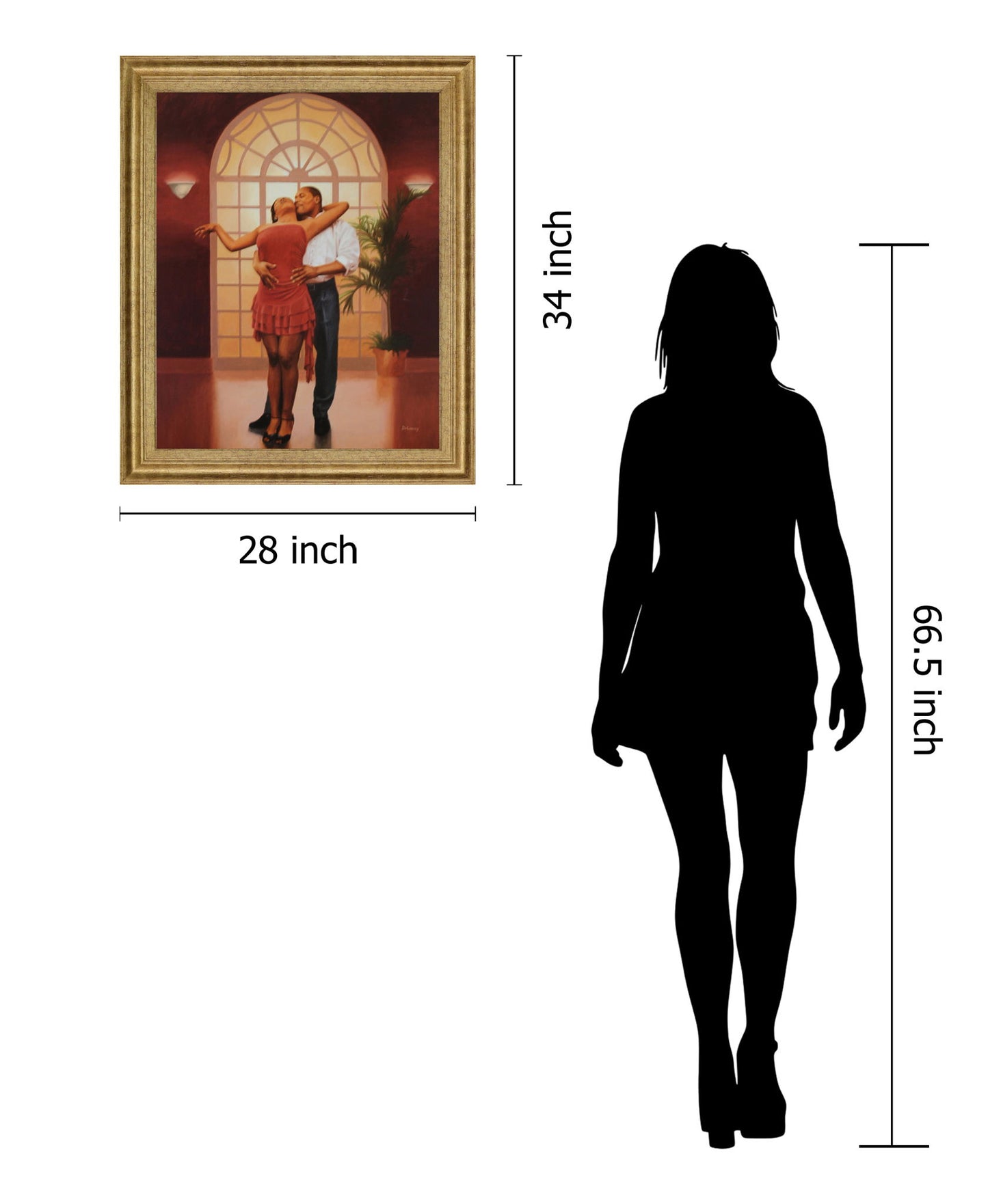 Warm Embrace Dance - 28" x 34" Framed Wall Art - Beige