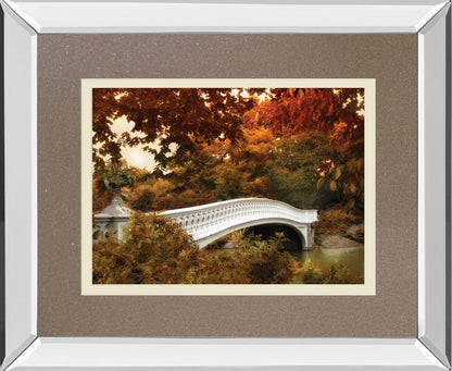 Bow Bridge By Tom Reeves - Mirror Framed Print Wall Art - Light Brown