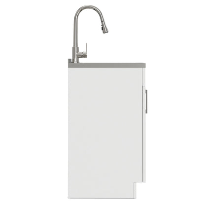 Modern Shaker All-In-One Laundry Utility Sink And Cabinet With Pull-Out Faucet