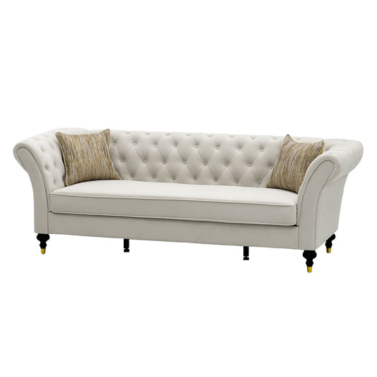 Chesterfield Sofa, 3 Seat Couch With Deep Button Tufted Back, Rolled Arms