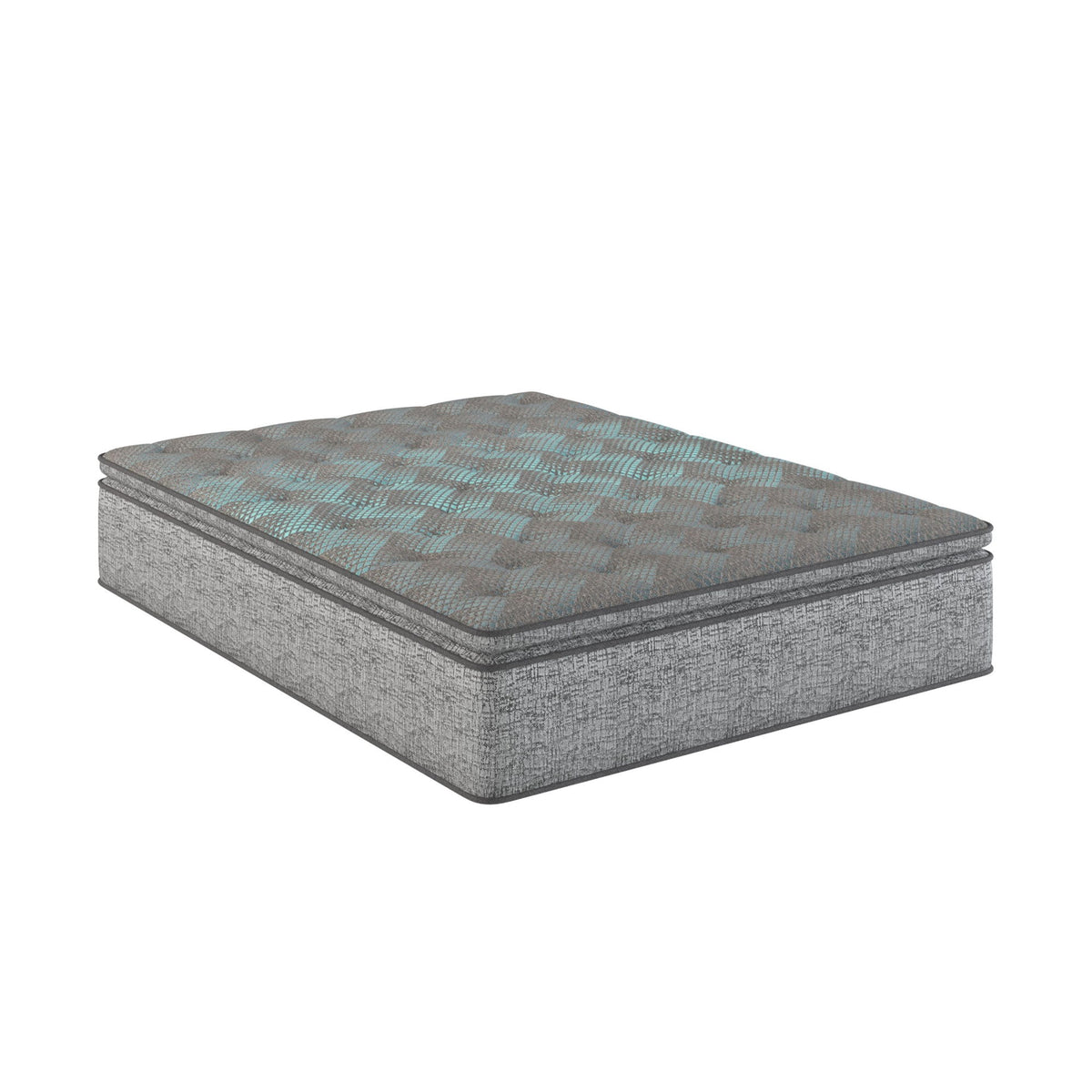 Comfort Care - 12" Hybrid Euro Top Mattress, Plush Comfort With Individual Pocketed Coil - Gray / Blue - Twin