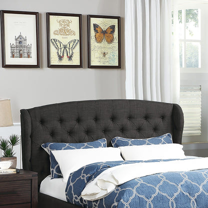 Bed With Adjustable Button Tufted Headboard