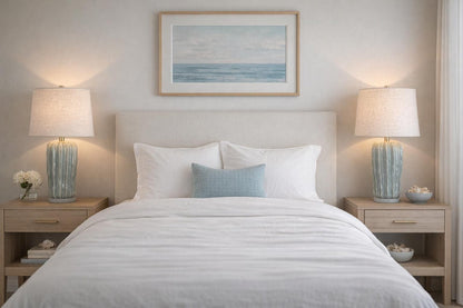 Wave Crest Ceramic & Frosted Crystal Table Lamp (Set of 2) - Glacier Blue / Frosted Crystal