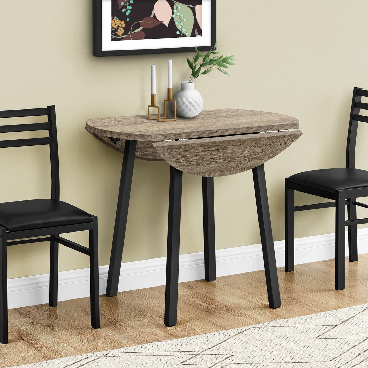 3 Pieces Dining Table Set, Small, Drop Leaf, Contemporary & Modern