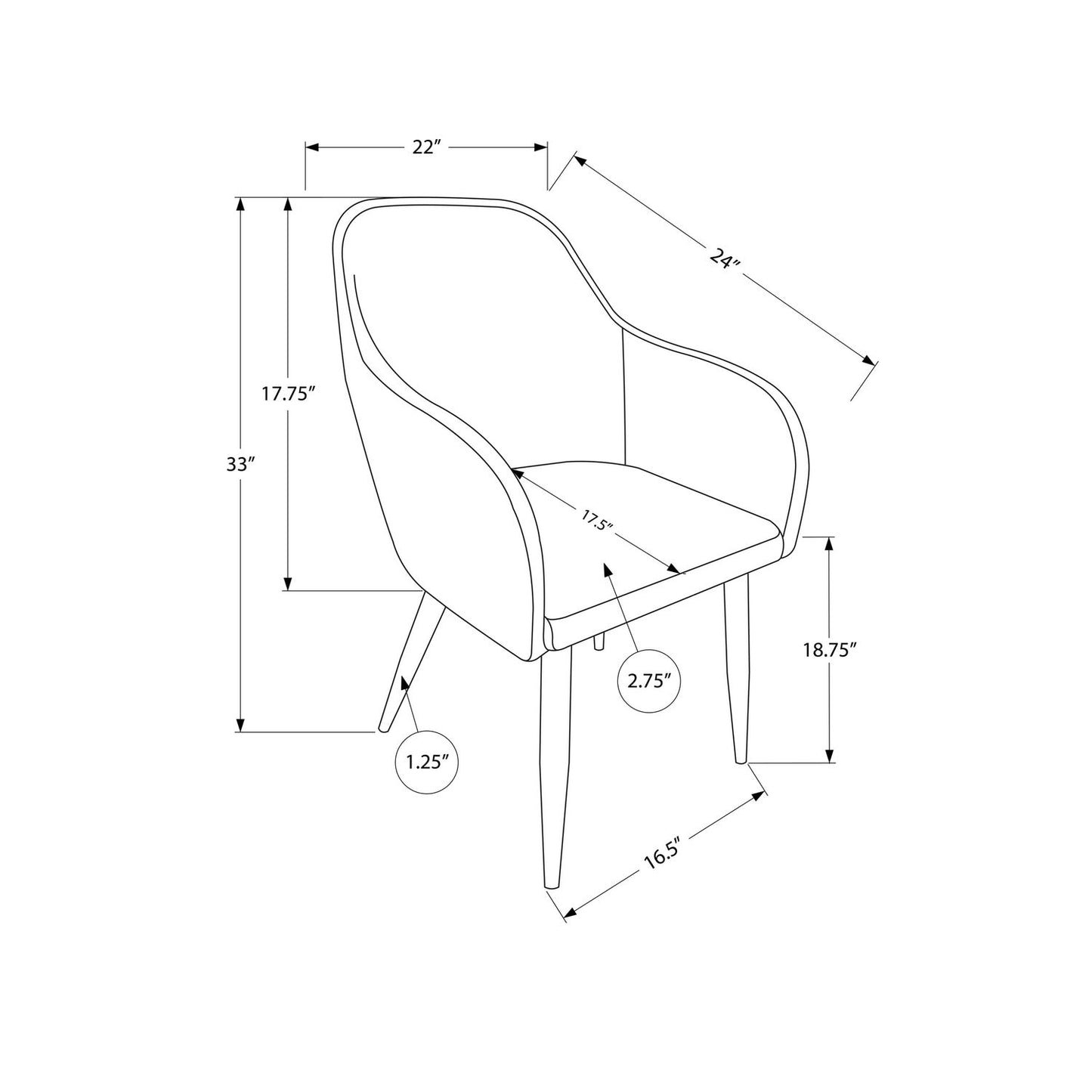 Dining Chair Side, Upholstered For Dining Room, Contemporary & Modern (Set of 2)