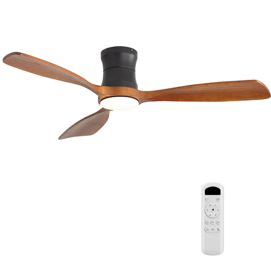 48" Ceiling Fan With Light, Dimmable LED With Memory, Quiet DC Motor - Matte Black