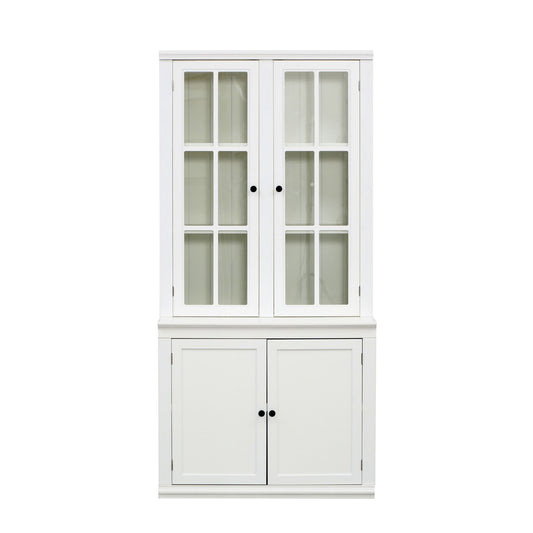 Retro Style Hutch Cabinet With Glass Door, China Cabinet For Home